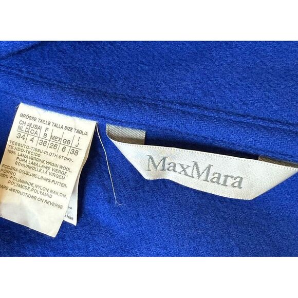 Max Mara‎ Virgin Wool Coat Jacket Royal Blue US4 Short - Picture 10 of 11